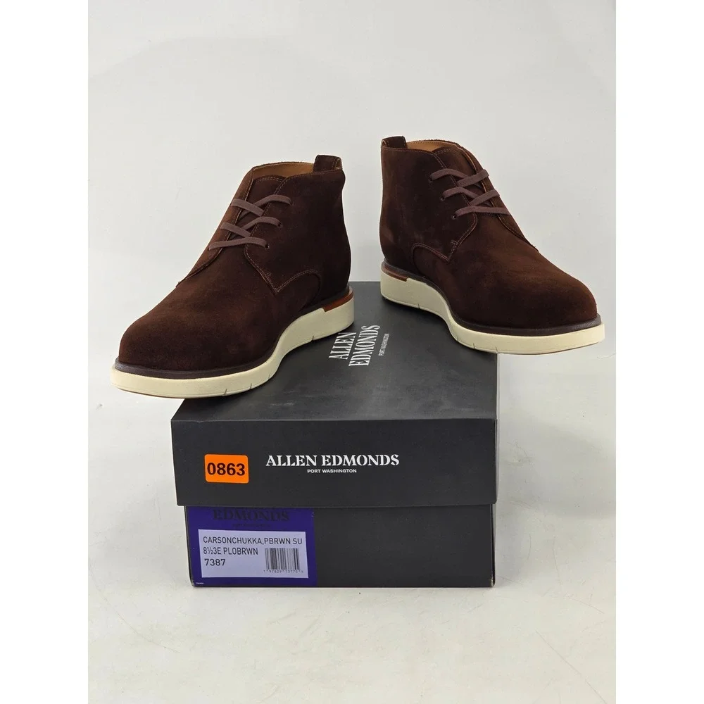 Allen Edmonds Carson Chukka Mens 8.5 EEE Brown Suede Boots -NEW